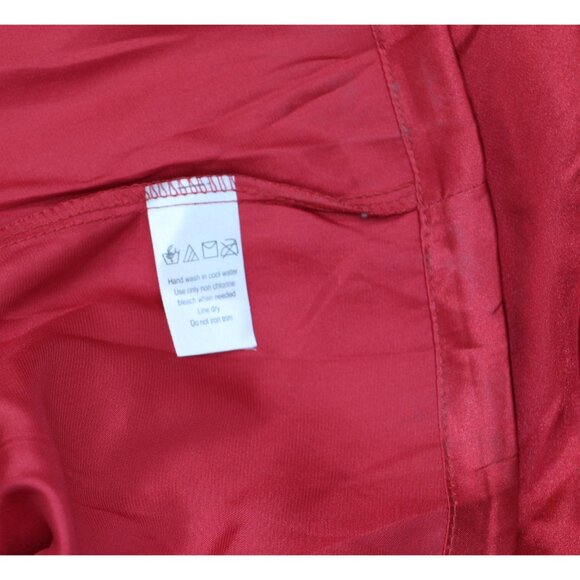 Linea Donatella Womens Satin Fringe-Trim Chemise OTF090 Crimson Red L - Picture 5 of 7